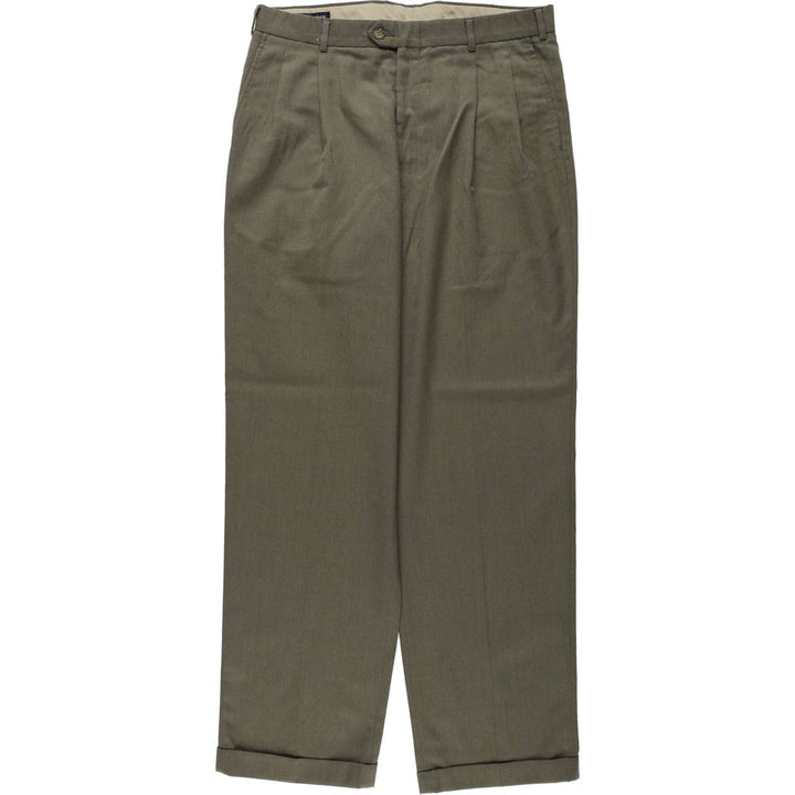 Hartmarx John Alexander Two-Pleat Slacks, Made in USA, Men's Size W34 (approx.) polyester Khaki type sage green Vintage Second Hand