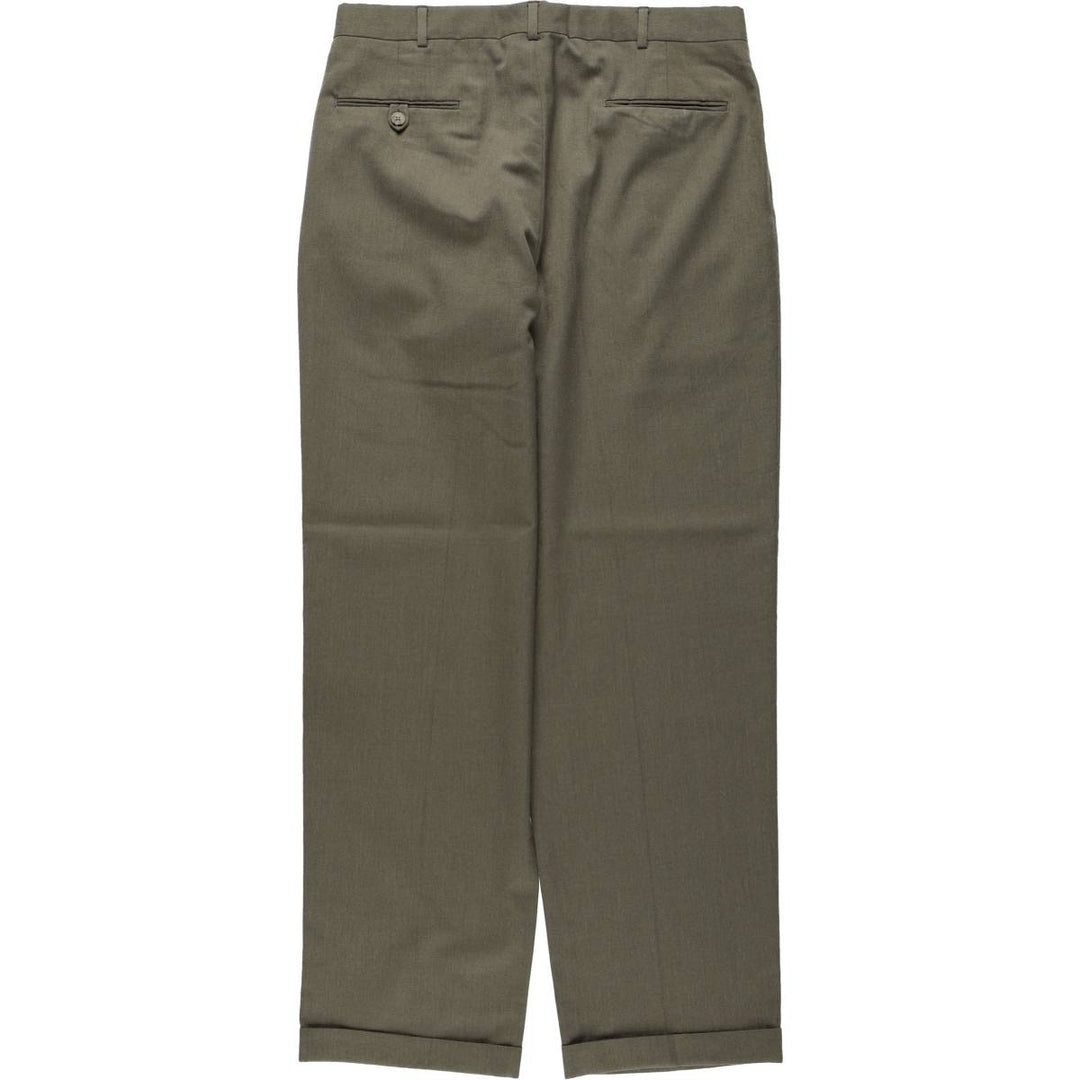 Hartmarx John Alexander Two-Pleat Slacks, Made in USA, Men's Size W34 (approx.) polyester Khaki type sage green Vintage Second Hand