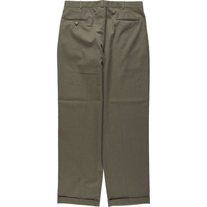 Hartmarx John Alexander Two-Pleat Slacks, Made in USA, Men's Size W34 (approx.) polyester Khaki type sage green Vintage Second Hand