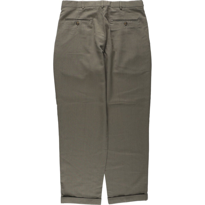 1990'S Levi's SLATES Two-Pleat Slacks Pants, Men's Size W35 (approx.), Vintage polyester Khaki type Vintage Second Hand