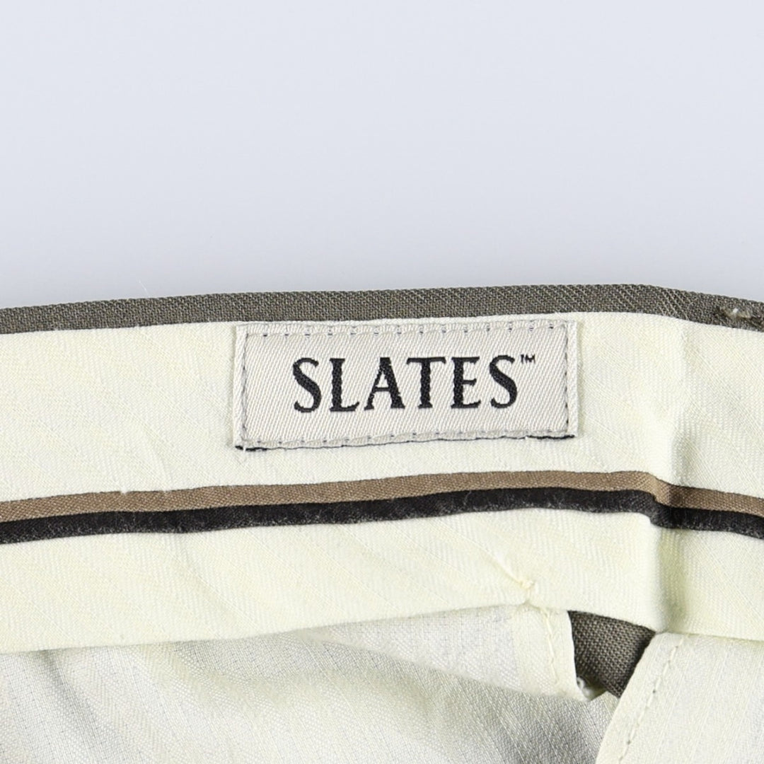 1990'S Levi's SLATES Two-Pleat Slacks Pants, Men's Size W35 (approx.), Vintage polyester Khaki type Vintage Second Hand