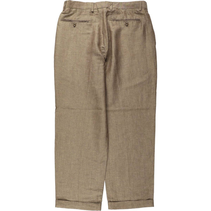 LOUIS RAPHAEL ROSSO Two-Pleat Linen Trousers, Men's Size W34 (approx.) linen Khaki type beige Vintage Second Hand