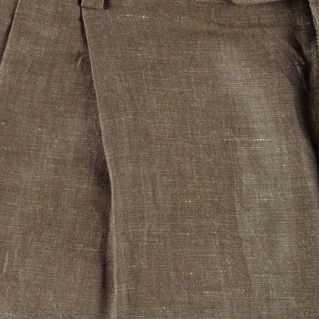 LOUIS RAPHAEL ROSSO Two-Pleat Linen Trousers, Men's Size W34 (approx.) linen Khaki type beige Vintage Second Hand