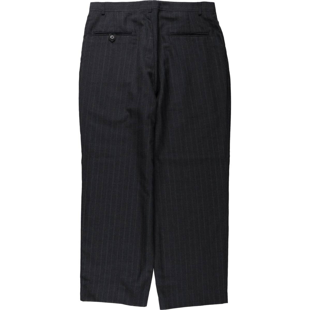 HAGGAR Stripe Pattern Two-Pleat Slacks Pants, Made in USA, Men's W33 (approx.) polyester Charcoal Vintage Second Hand