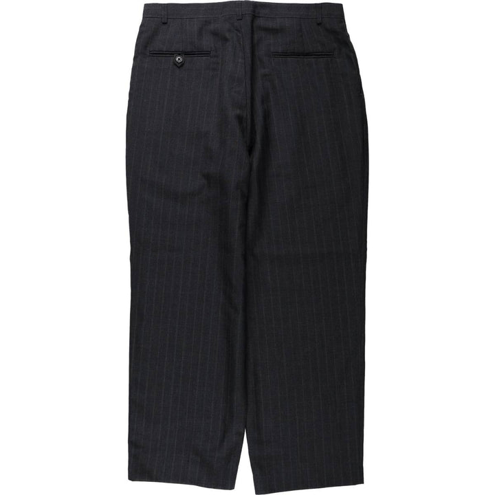 HAGGAR Stripe Pattern Two-Pleat Slacks Pants, Made in USA, Men's W33 (approx.) polyester Charcoal Vintage Second Hand