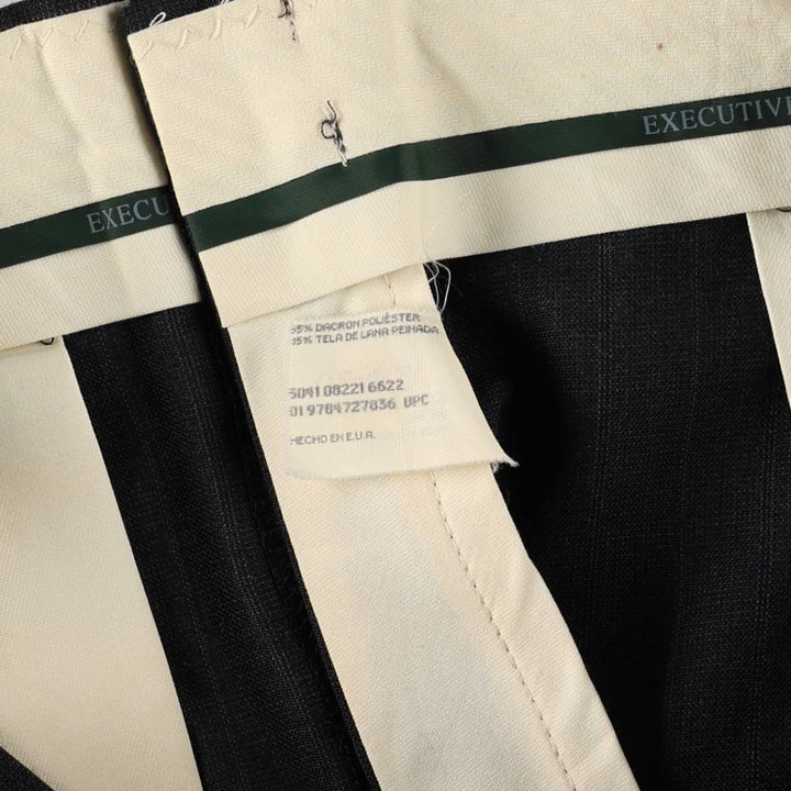 HAGGAR Stripe Pattern Two-Pleat Slacks Pants, Made in USA, Men's W33 (approx.) polyester Charcoal Vintage Second Hand
