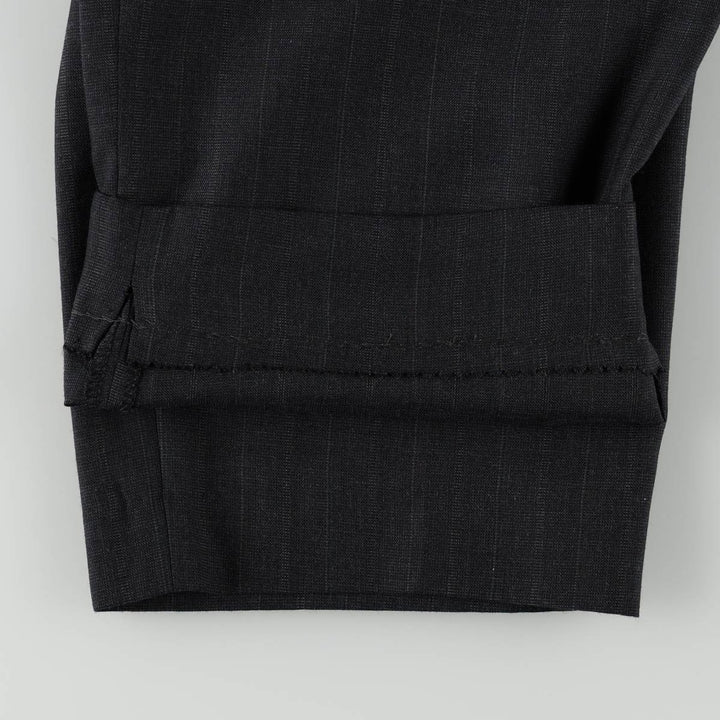 HAGGAR Stripe Pattern Two-Pleat Slacks Pants, Made in USA, Men's W33 (approx.) polyester Charcoal Vintage Second Hand