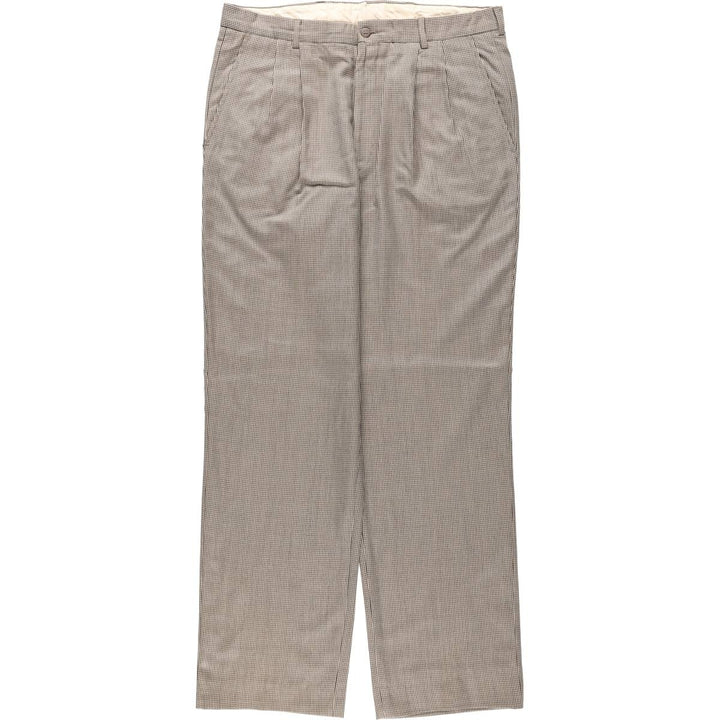 BILL ROBINSON all-over print two-pleat slacks, made in Italy, men's size W34 (approx.) unclear Beige type Vintage Second Hand