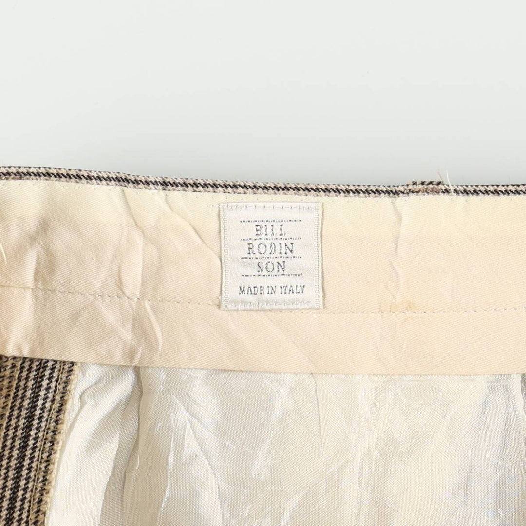 BILL ROBINSON all-over print two-pleat slacks, made in Italy, men's size W34 (approx.) unclear Beige type Vintage Second Hand