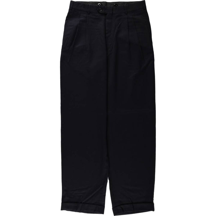 ~1980'S Two-pleat slacks pants, men's size W32 equivalent, vintage. unclear navy blue type Vintage Second Hand