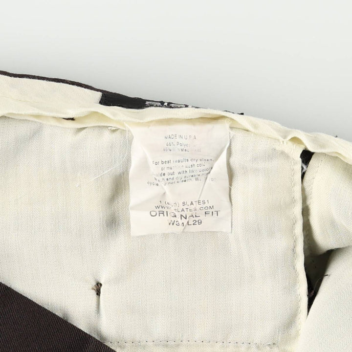 Levi's SLATES Original Fit Two-Pleat Slacks, Made in USA, Men's Size W33 (approx.) unclear brown type Vintage Second Hand