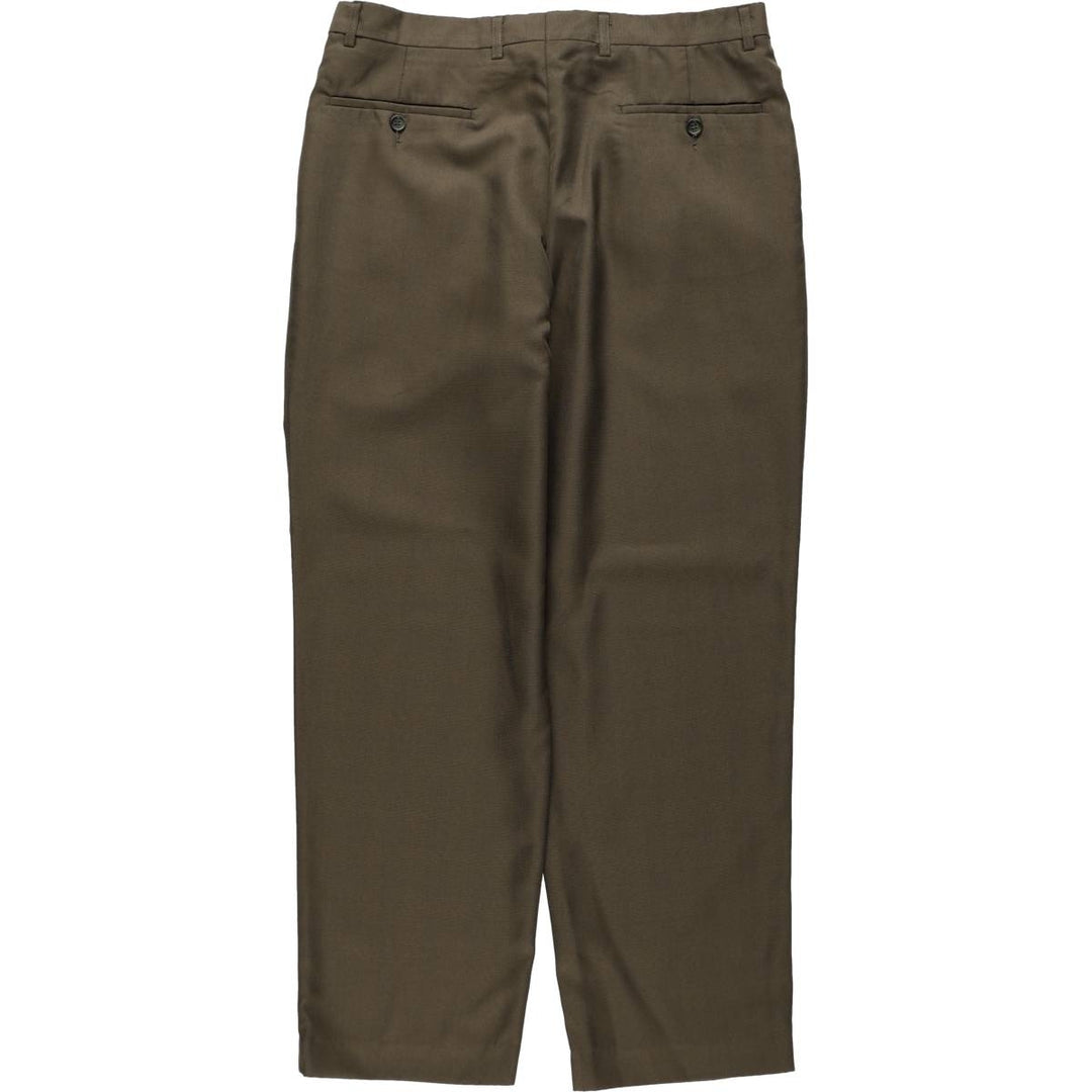 Marks and Spencer St Michael Two-Pleat Slacks Pants, Men's W33 (approx.) polyester Khaki type Vintage Second Hand