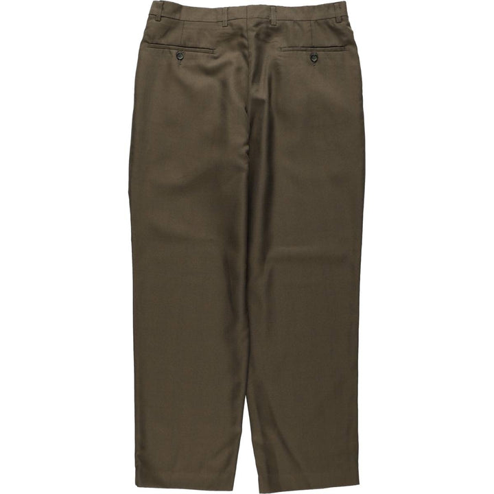 Marks and Spencer St Michael Two-Pleat Slacks Pants, Men's W33 (approx.) polyester Khaki type Vintage Second Hand