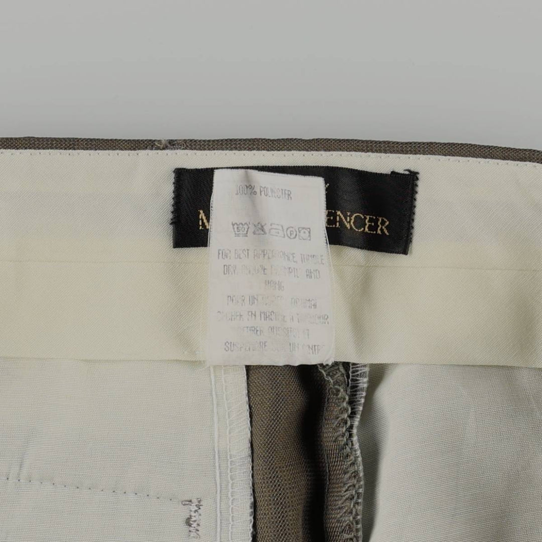 Marks and Spencer St Michael Two-Pleat Slacks Pants, Men's W33 (approx.) polyester Khaki type Vintage Second Hand