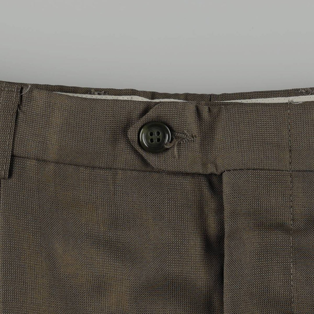 Marks and Spencer St Michael Two-Pleat Slacks Pants, Men's W33 (approx.) polyester Khaki type Vintage Second Hand