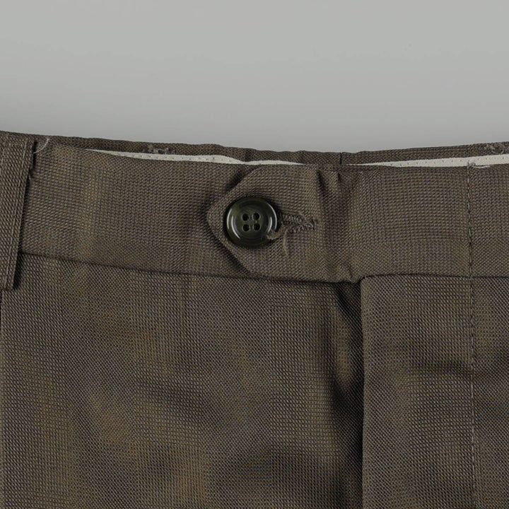 Marks and Spencer St Michael Two-Pleat Slacks Pants, Men's W33 (approx.) polyester Khaki type Vintage Second Hand