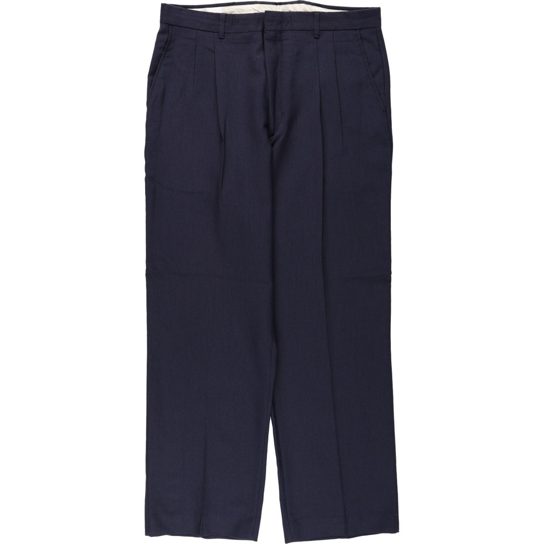 ~90'S ADOLFO Slacks Pants, Made in USA, Men's W34 equivalent, Vintage polyester navy blue type Vintage Second Hand
