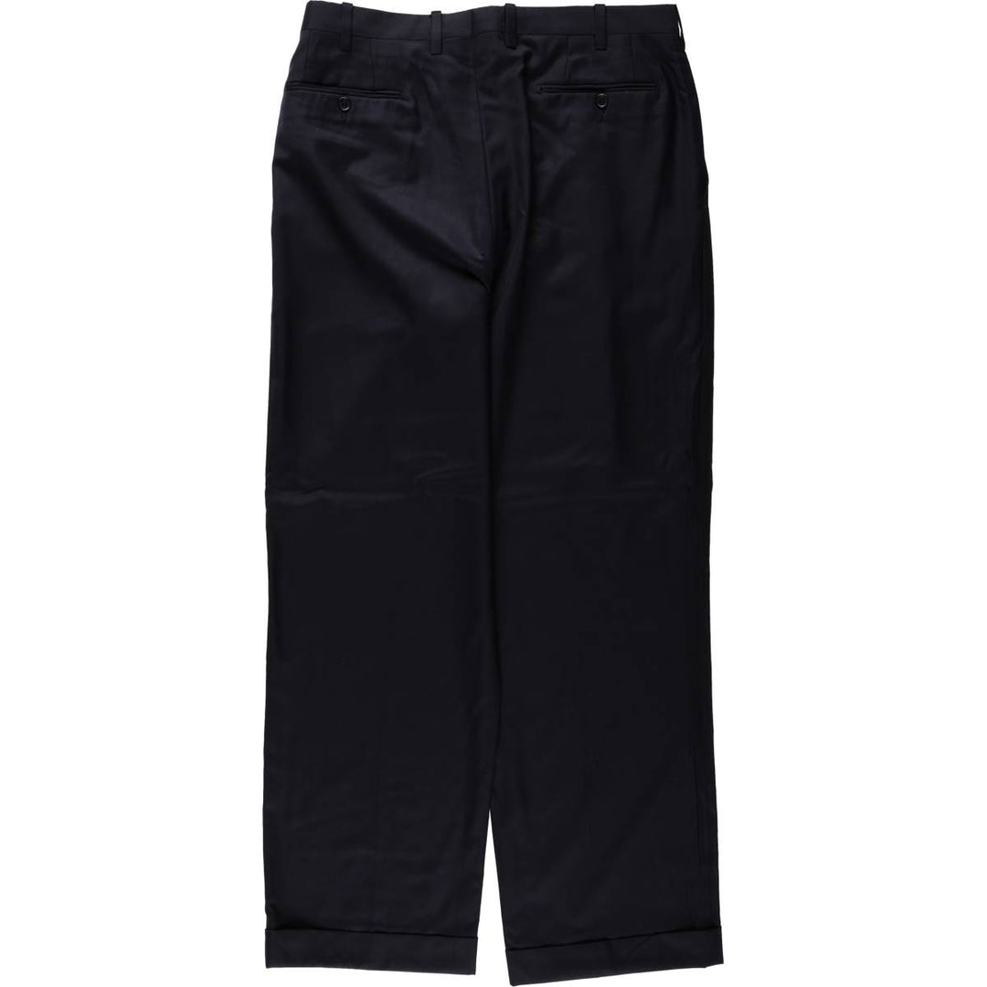 TRUSSINI Two-Pleat Wool Trousers, Italian Made, Men's Size W34 (approx.) wool navy blue type Vintage Second Hand