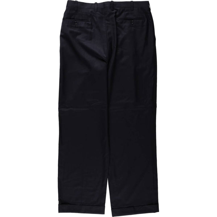 TRUSSINI Two-Pleat Wool Trousers, Italian Made, Men's Size W34 (approx.) wool navy blue type Vintage Second Hand