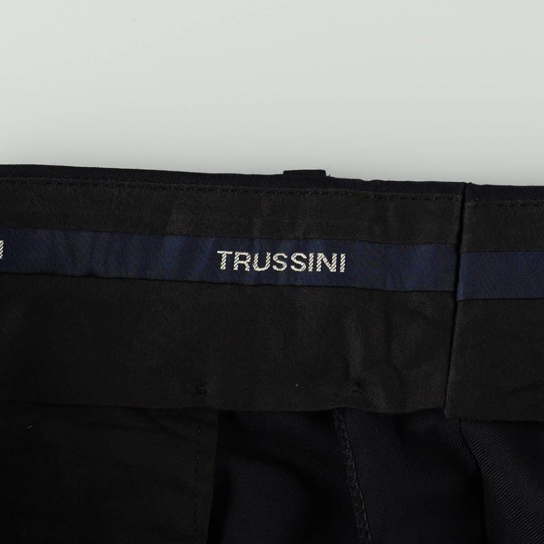 TRUSSINI Two-Pleat Wool Trousers, Italian Made, Men's Size W34 (approx.) wool navy blue type Vintage Second Hand