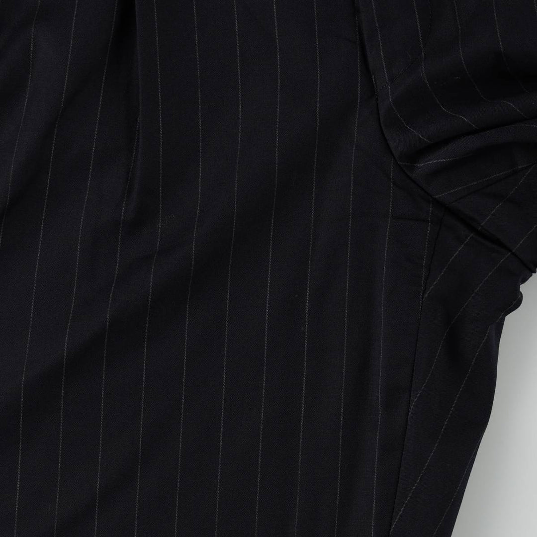 2000'S Lands' End Regular Stripe Pattern Two-Pleat Wool Trousers/Slacks, Made in Canada, Men's Size W33 (approx.) wool navy blue type Vintage Second Hand