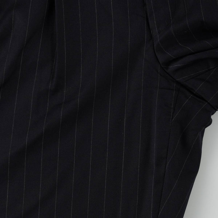 2000'S Lands' End Regular Stripe Pattern Two-Pleat Wool Trousers/Slacks, Made in Canada, Men's Size W33 (approx.) wool navy blue type Vintage Second Hand