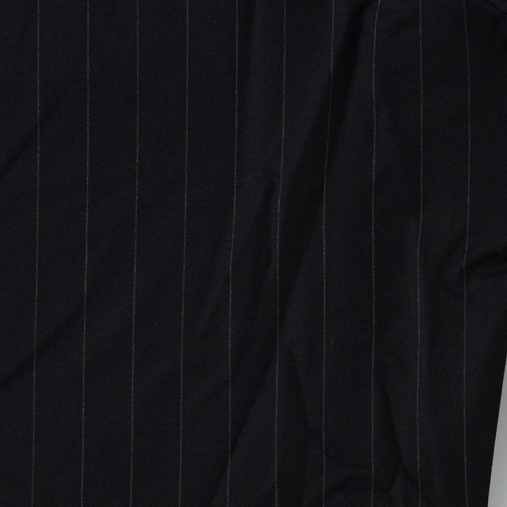 2000'S Lands' End Regular Stripe Pattern Two-Pleat Wool Trousers/Slacks, Made in Canada, Men's Size W33 (approx.) wool navy blue type Vintage Second Hand