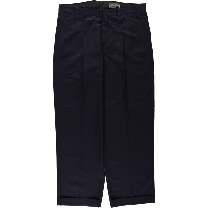 Eddie Bauer Relaxed Fit Two-Pleat Wool Trousers, Men's W36 (approx.) wool navy blue type Vintage Second Hand