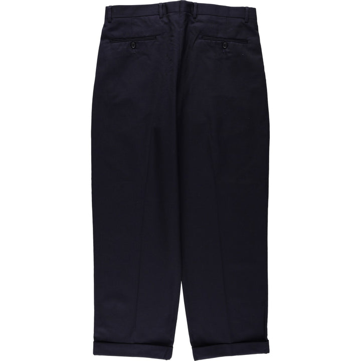 Eddie Bauer Relaxed Fit Two-Pleat Wool Trousers, Men's W36 (approx.) wool navy blue type Vintage Second Hand