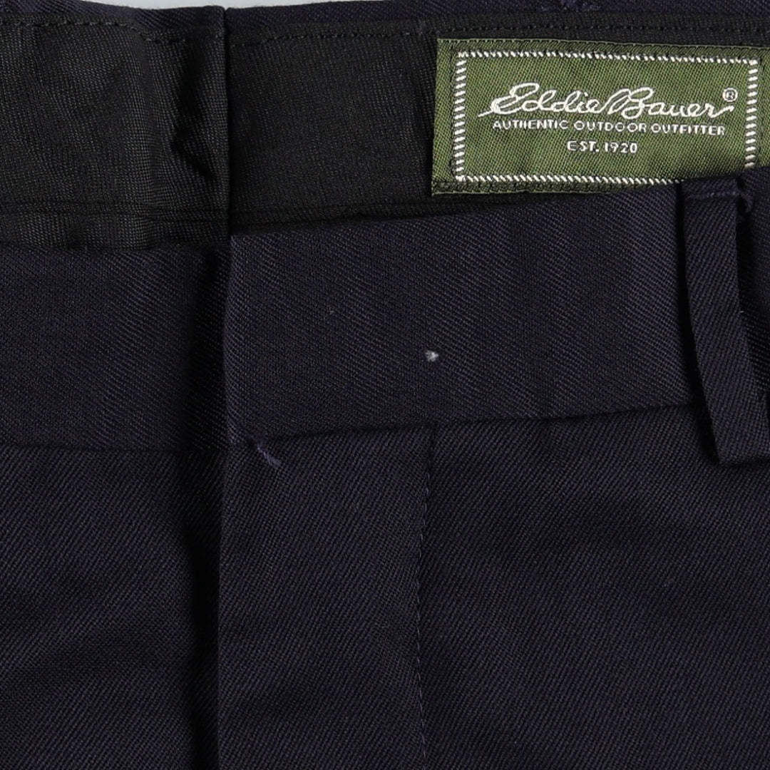 Eddie Bauer Relaxed Fit Two-Pleat Wool Trousers, Men's W36 (approx.) wool navy blue type Vintage Second Hand