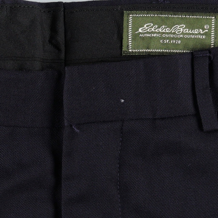 Eddie Bauer Relaxed Fit Two-Pleat Wool Trousers, Men's W36 (approx.) wool navy blue type Vintage Second Hand