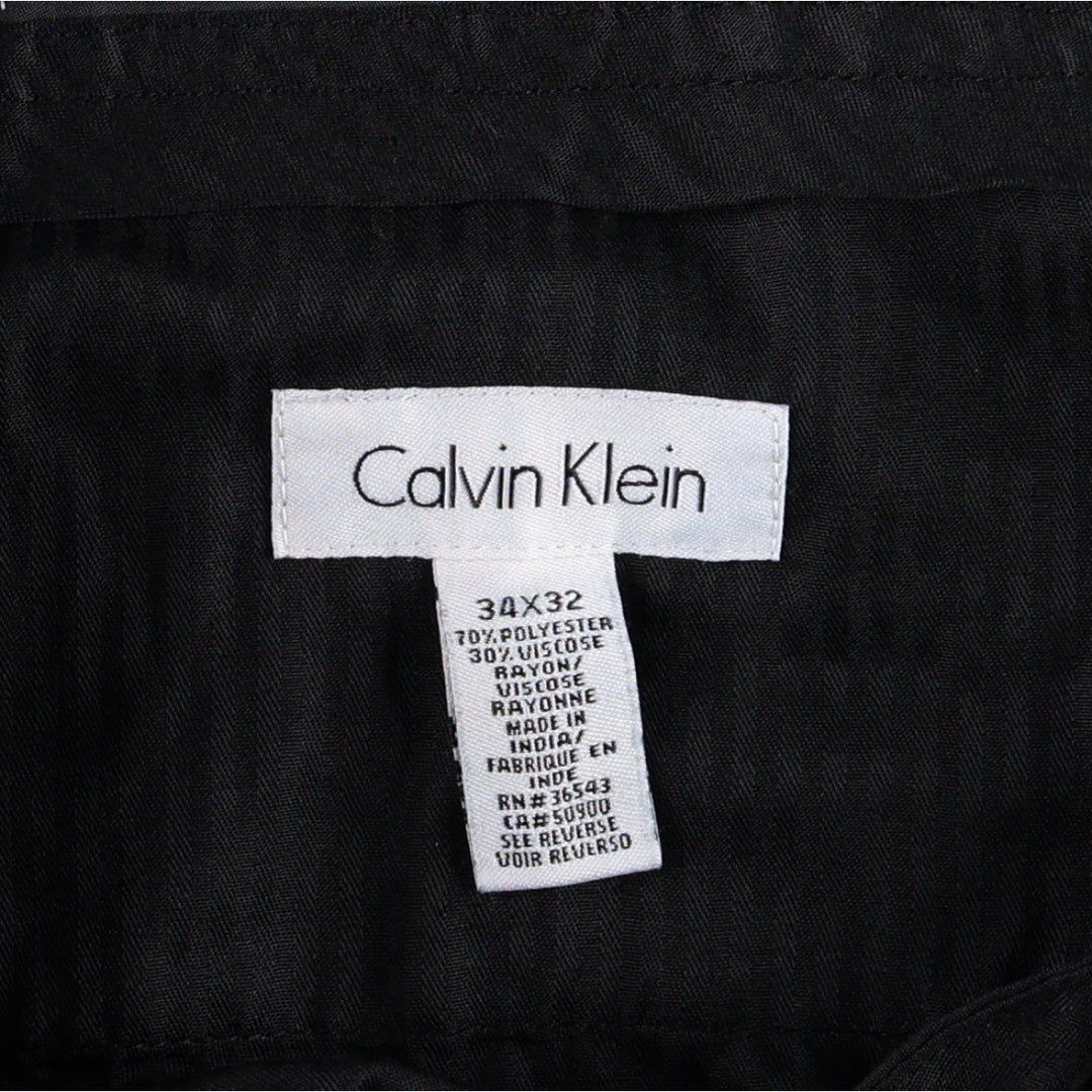 Calvin Klein striped pattern slacks pants, men's size W36 (approx.) polyester black type Vintage Second Hand