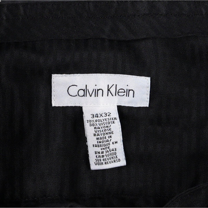 Calvin Klein striped pattern slacks pants, men's size W36 (approx.) polyester black type Vintage Second Hand