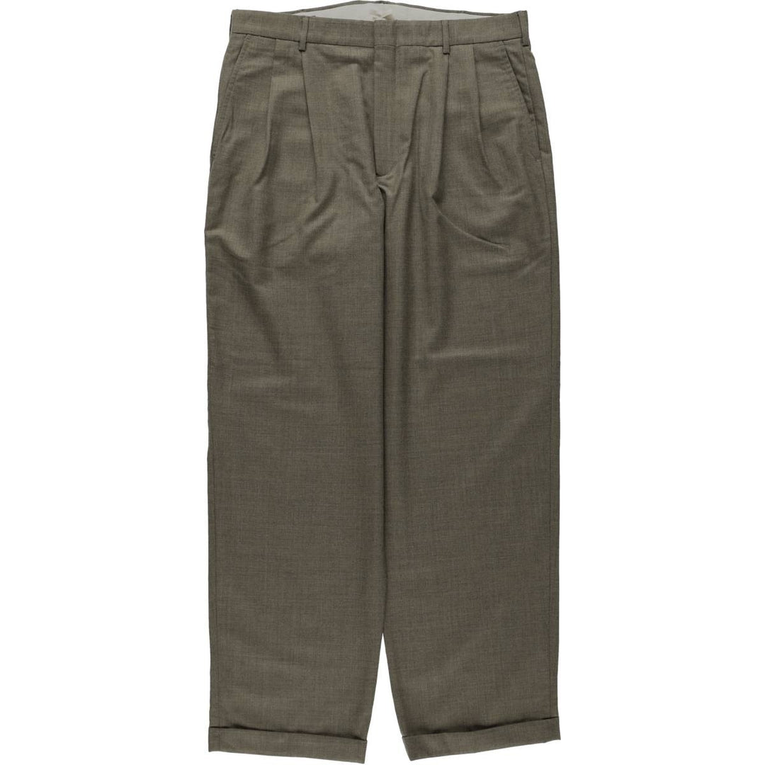 Lands' End two-pleat wool trousers, men's size W34 (approx.) wool Khaki type brown Vintage Second Hand