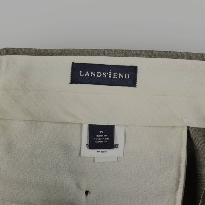 Lands' End two-pleat wool trousers, men's size W34 (approx.) wool Khaki type brown Vintage Second Hand