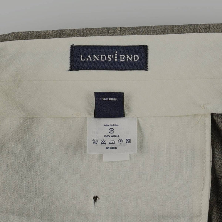 Lands' End two-pleat wool trousers, men's size W34 (approx.) wool Khaki type brown Vintage Second Hand