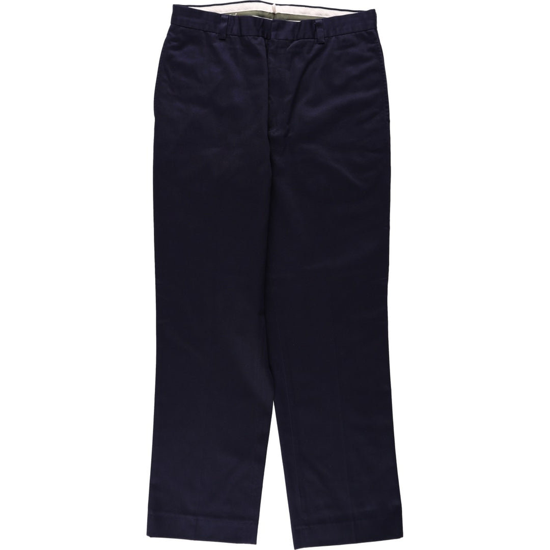 LLBean cotton slacks pants, men's size W32 (approx.) cotton black type Vintage Second Hand