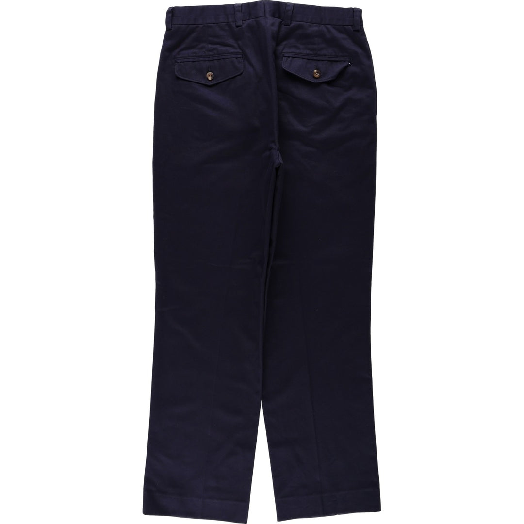 LLBean cotton slacks pants, men's size W32 (approx.) cotton black type Vintage Second Hand