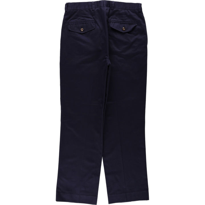 LLBean cotton slacks pants, men's size W32 (approx.) cotton black type Vintage Second Hand