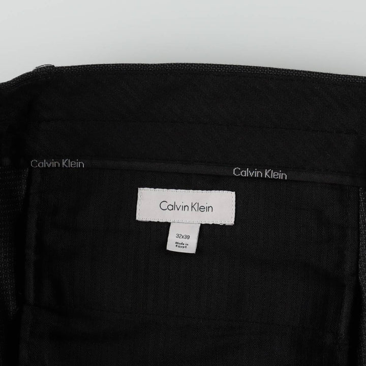 Calvin Klein slacks for men, size W33 (approx.) polyester Charcoal Vintage Second Hand