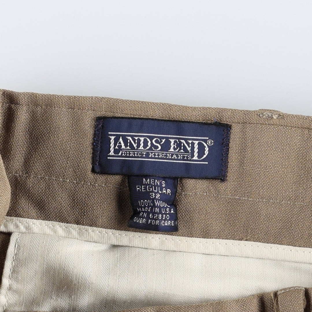 1990'S Lands' End wool trousers/slacks, made in USA, men's size W31 (approx.), vintage. wool Beige type Vintage Second Hand
