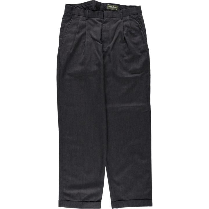 Eddie Bauer Relaxed Fit Wool Trousers/Slacks, Men's Size W34 (approx.) wool gray type Vintage Second Hand