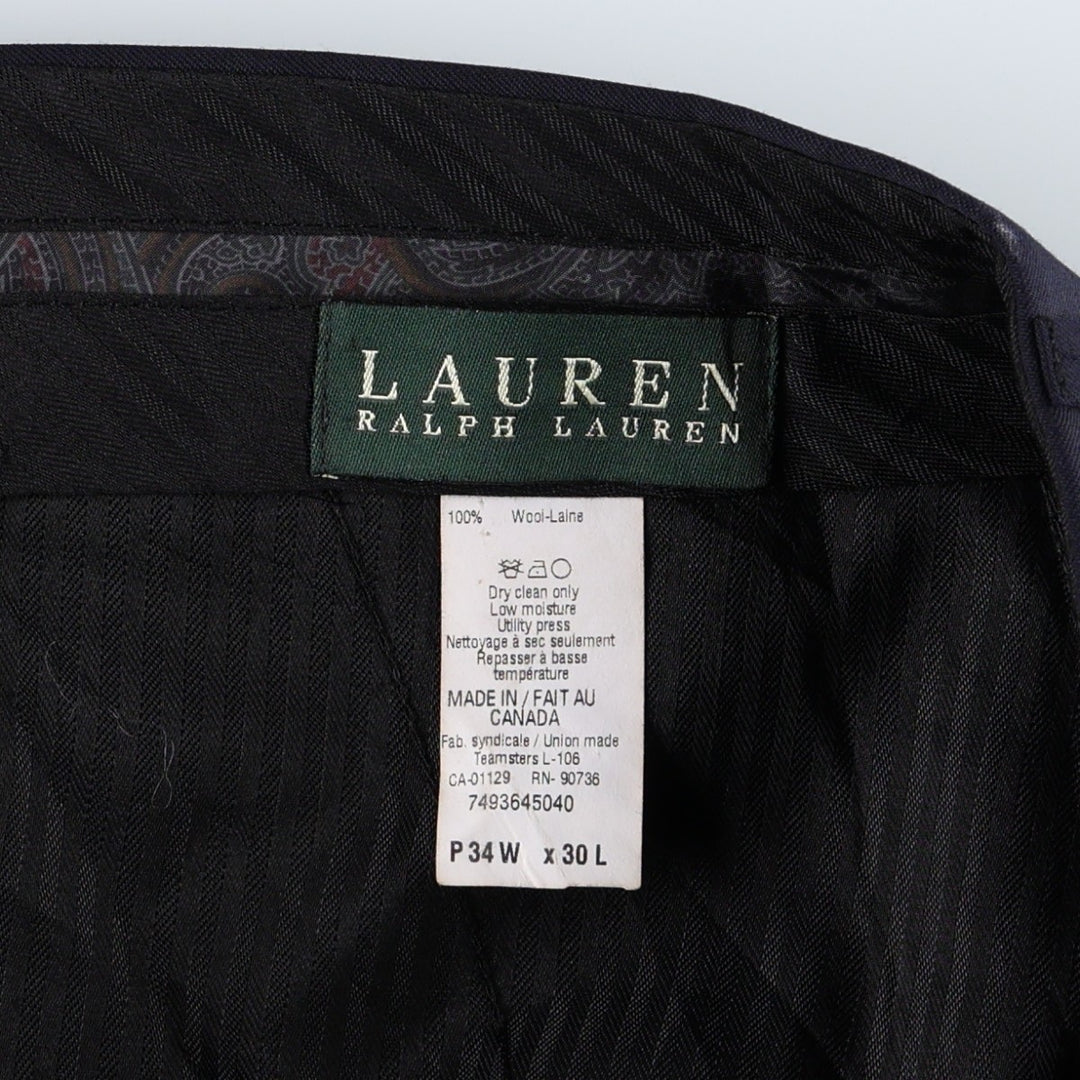 Ralph Lauren wool trousers/slacks, made in Canada, men's size W35 (approx.). wool navy blue type Vintage Second Hand
