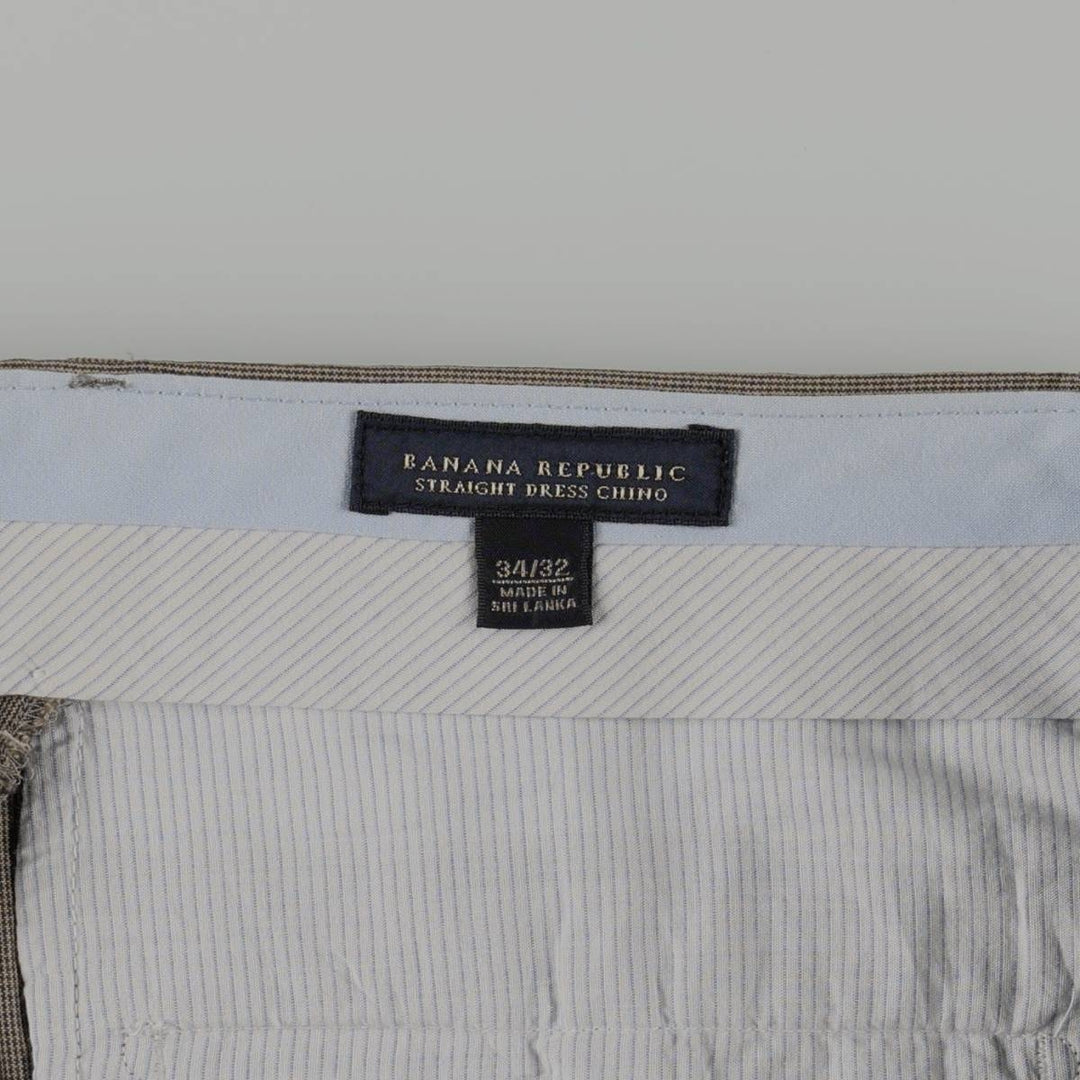 2000'S Banana Republic houndstooth pattern cotton slacks pants, men's size W35 (approx.) cotton brown type Vintage Second Hand