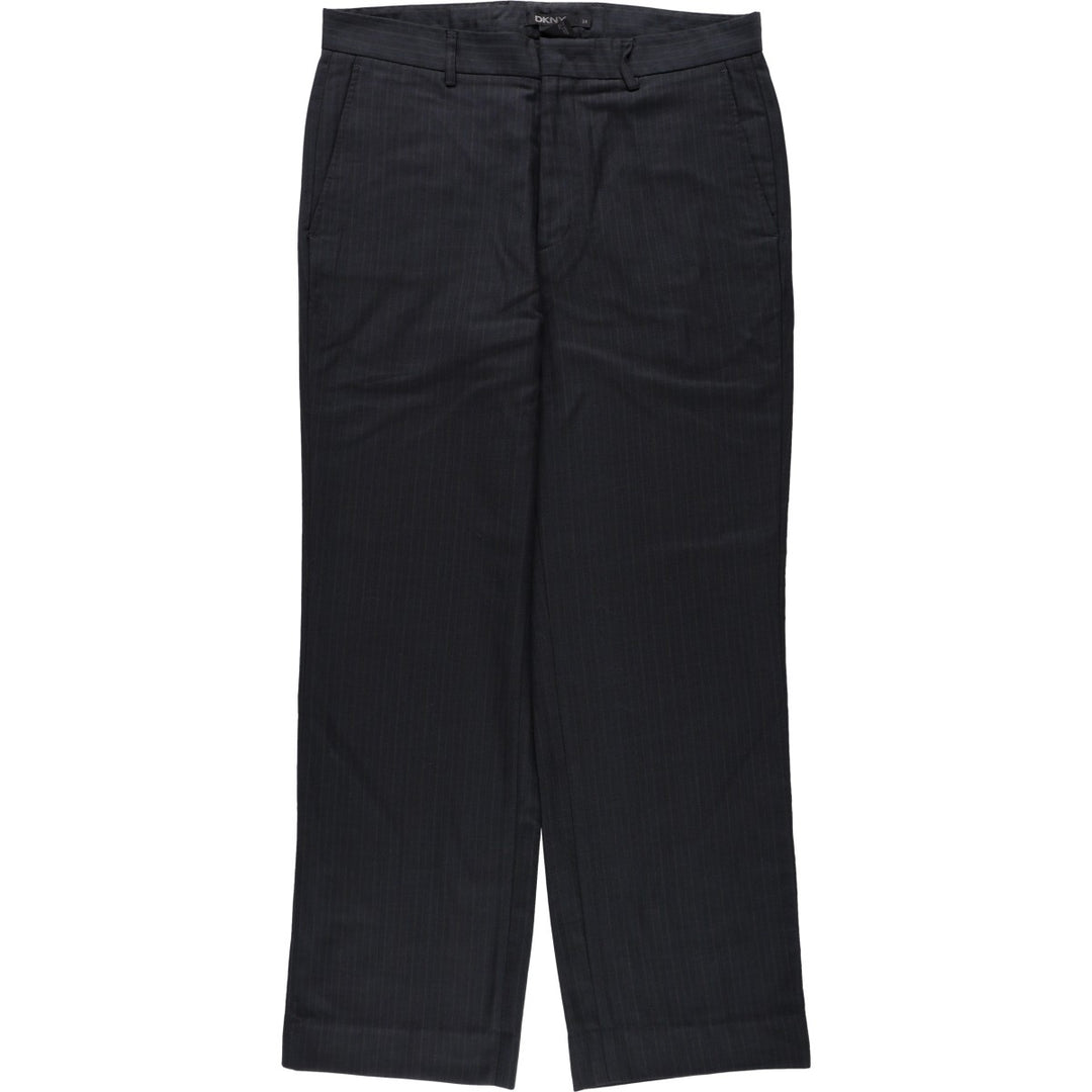 Donna Karan New York (DKNY) Stripe Pattern Slacks Pants, Men's W35 (approx.) polyester black type Vintage Second Hand