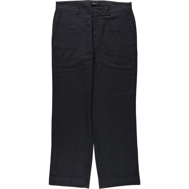 Donna Karan New York (DKNY) Stripe Pattern Slacks Pants, Men's W35 (approx.) polyester black type Vintage Second Hand