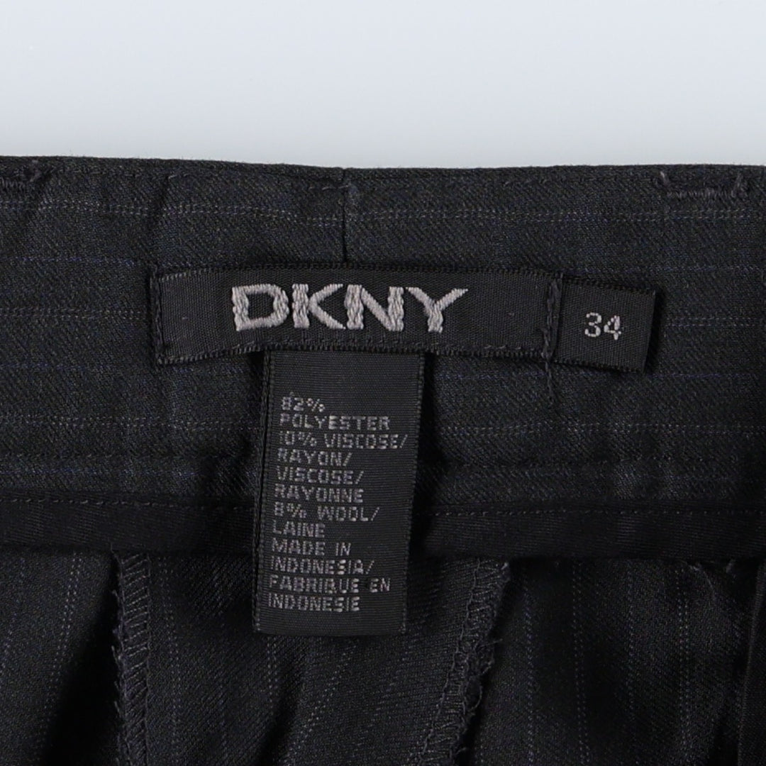 Donna Karan New York (DKNY) Stripe Pattern Slacks Pants, Men's W35 (approx.) polyester black type Vintage Second Hand