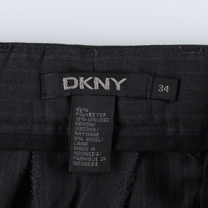Donna Karan New York (DKNY) Stripe Pattern Slacks Pants, Men's W35 (approx.) polyester black type Vintage Second Hand
