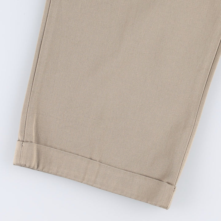 Lands' End two-pleat slacks pants, men's size W34 (approx.) cotton Beige type Vintage Second Hand