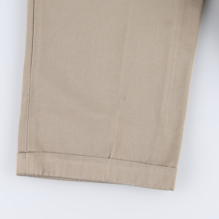 Lands' End two-pleat slacks pants, men's size W34 (approx.) cotton Beige type Vintage Second Hand
